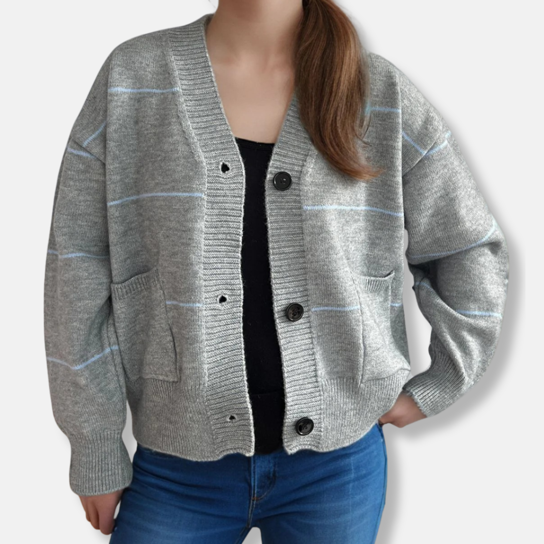 Medium-Weight Knit Loose Fit V-Neck Cardigan
