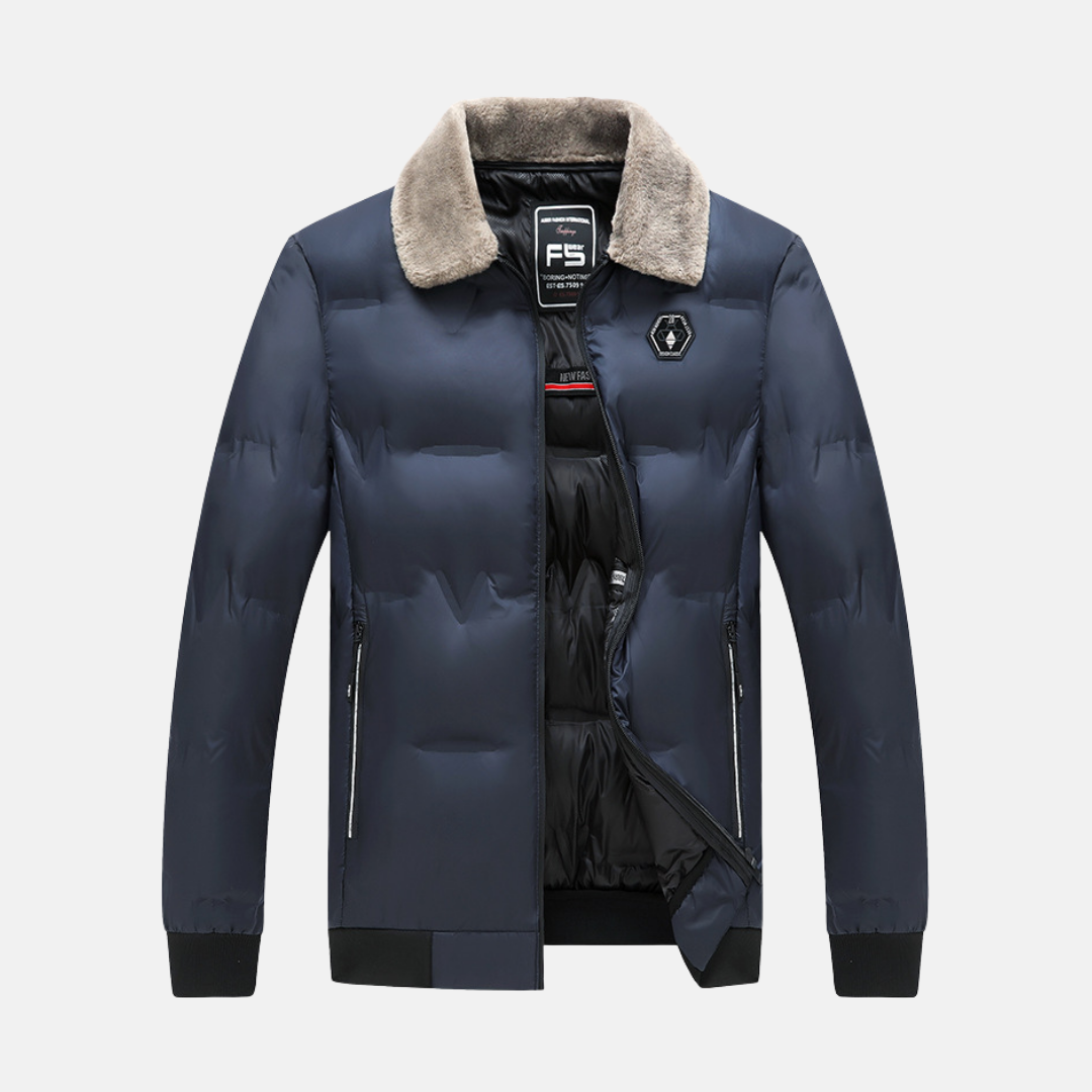 Cotton-Padded Faux Fur Collar Bomber Coat