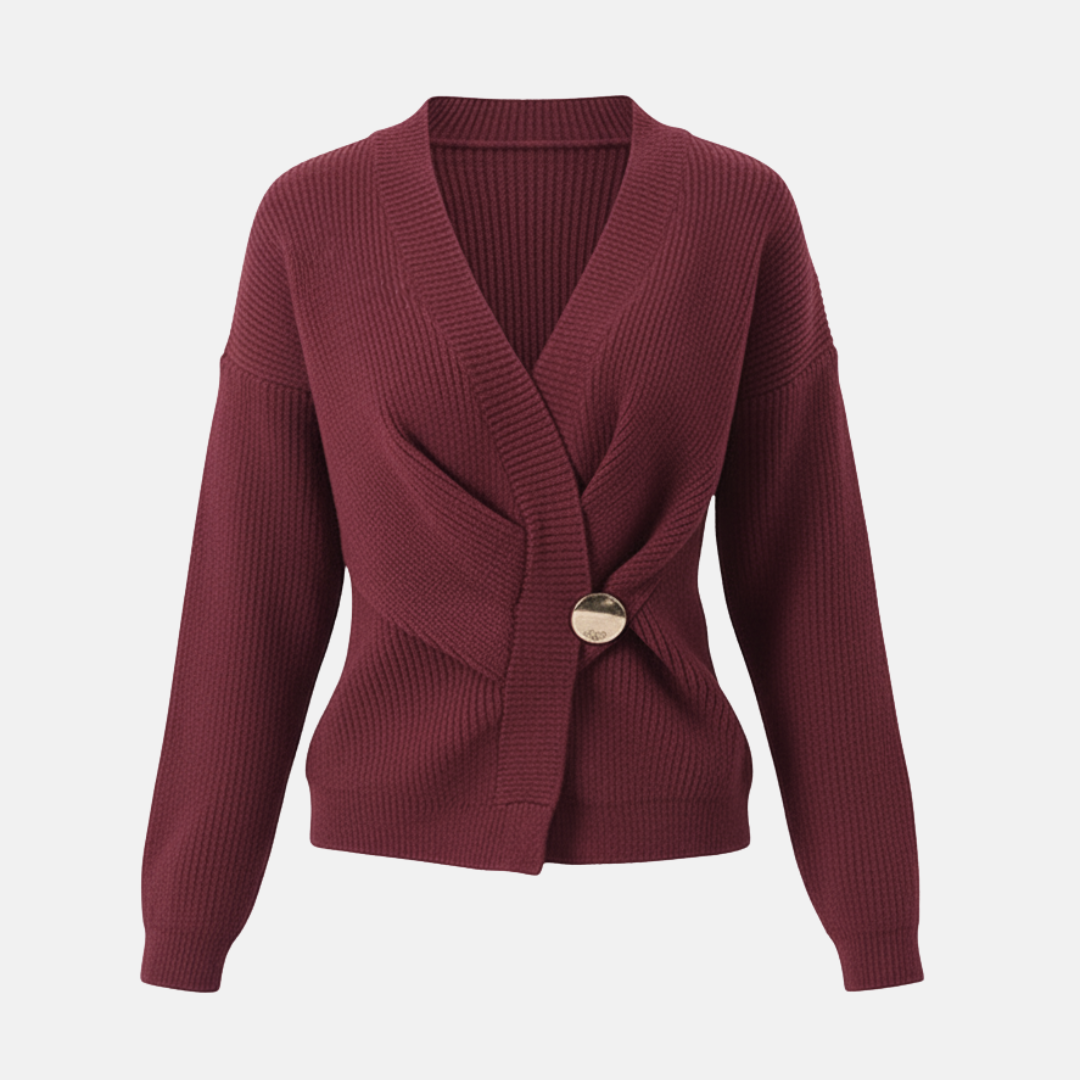 Asymmetrical Hem Ribbed Knit Wrap Sweater Top