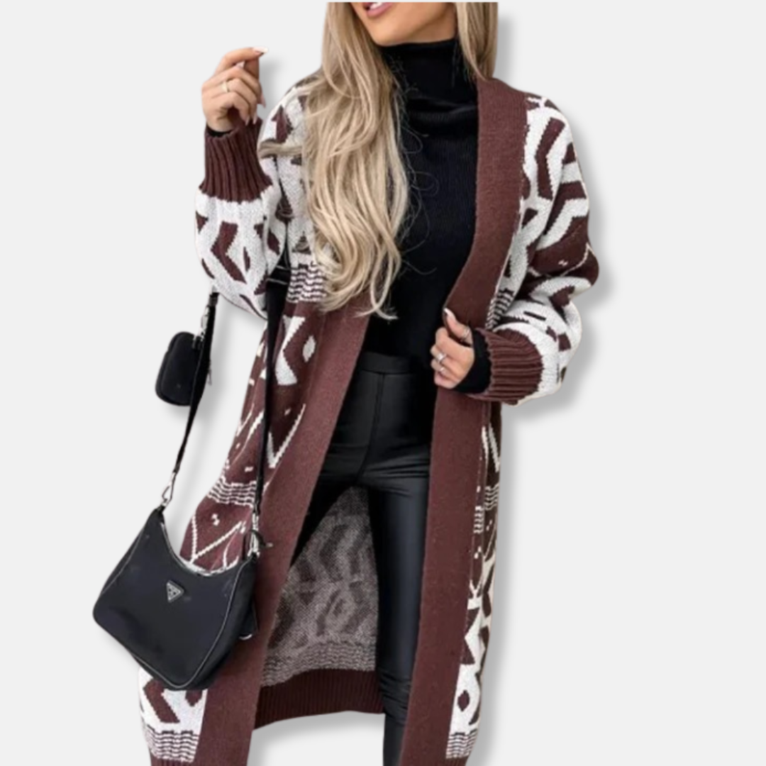 Geometric Jacquard Loose Fit Cardigan