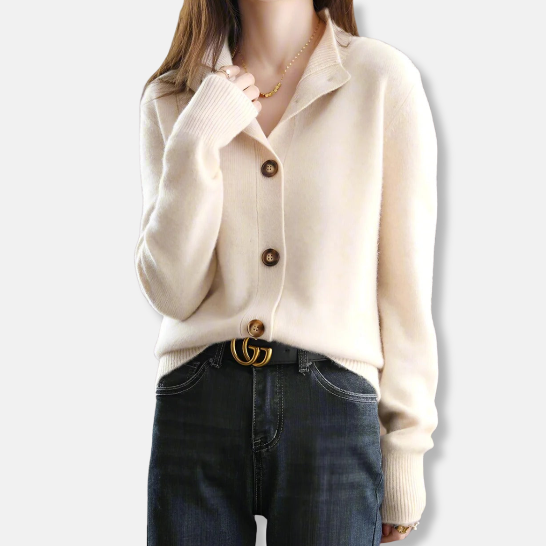 Knit Relaxed Fit Mock Collar Cardigan