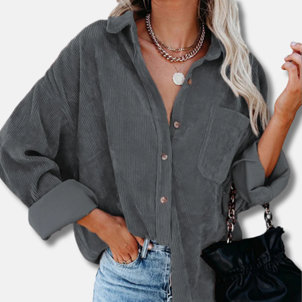 Corduroy Oversized Button-Up Shirt
