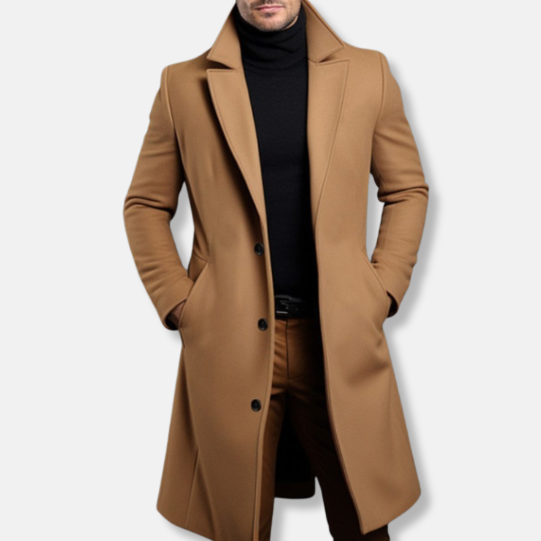 Tailored Fit Wool Blend Trench Coat