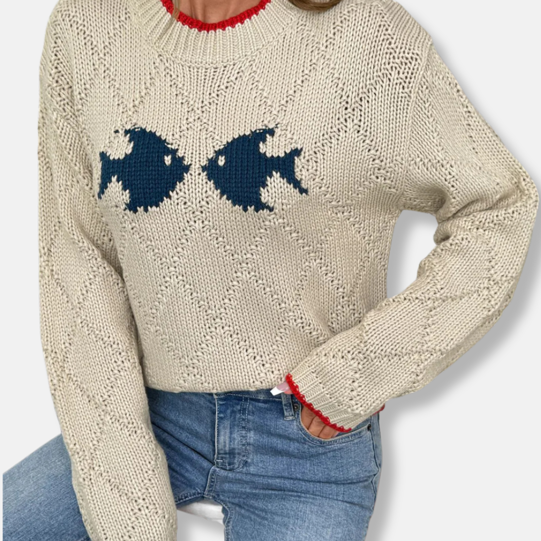 Knit Relaxed Fit Textured Chevron Sweatshirt