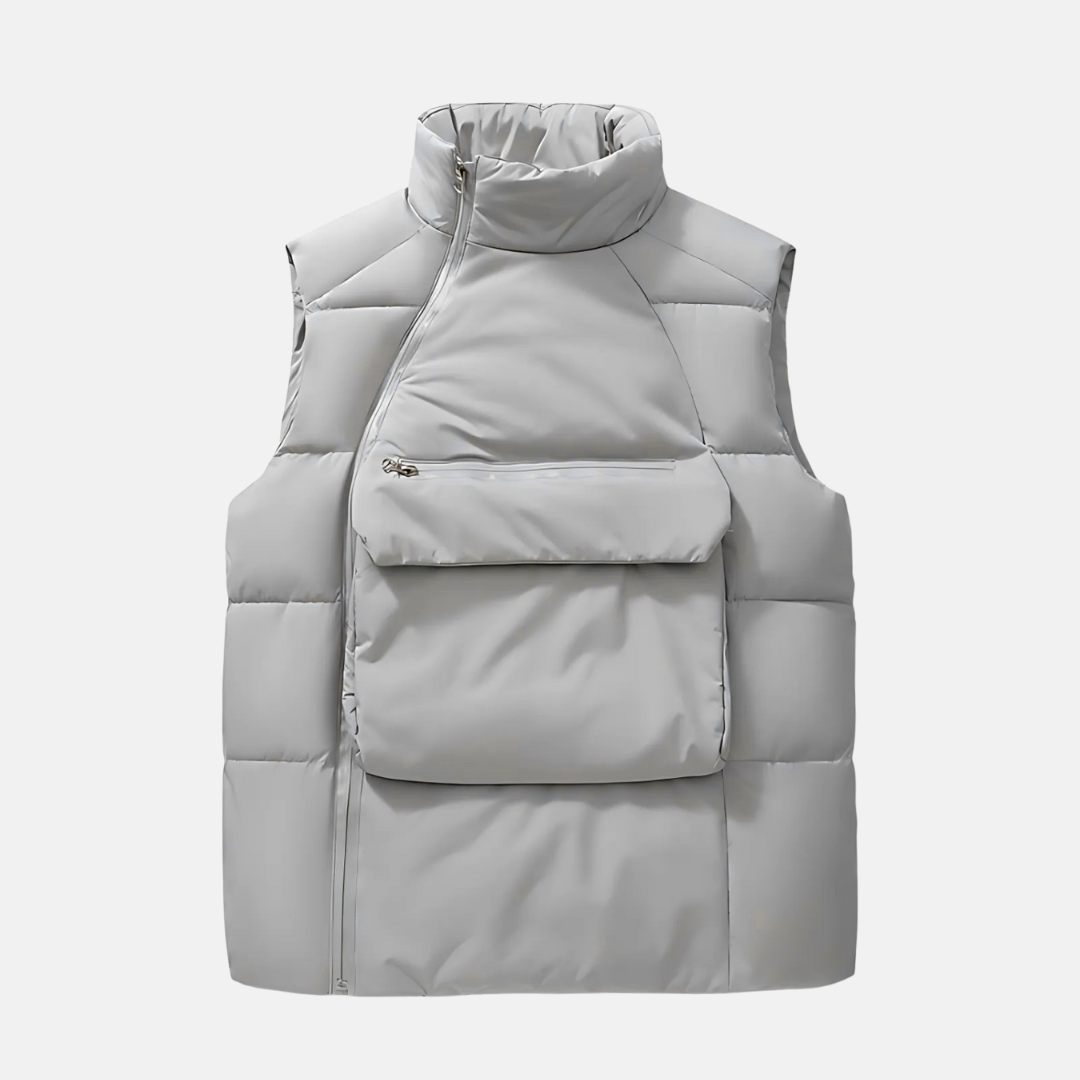 Woven Quilted Baffle Stand Collar Vest