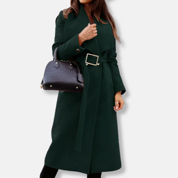 Belted Draped Lapel Longline Coat