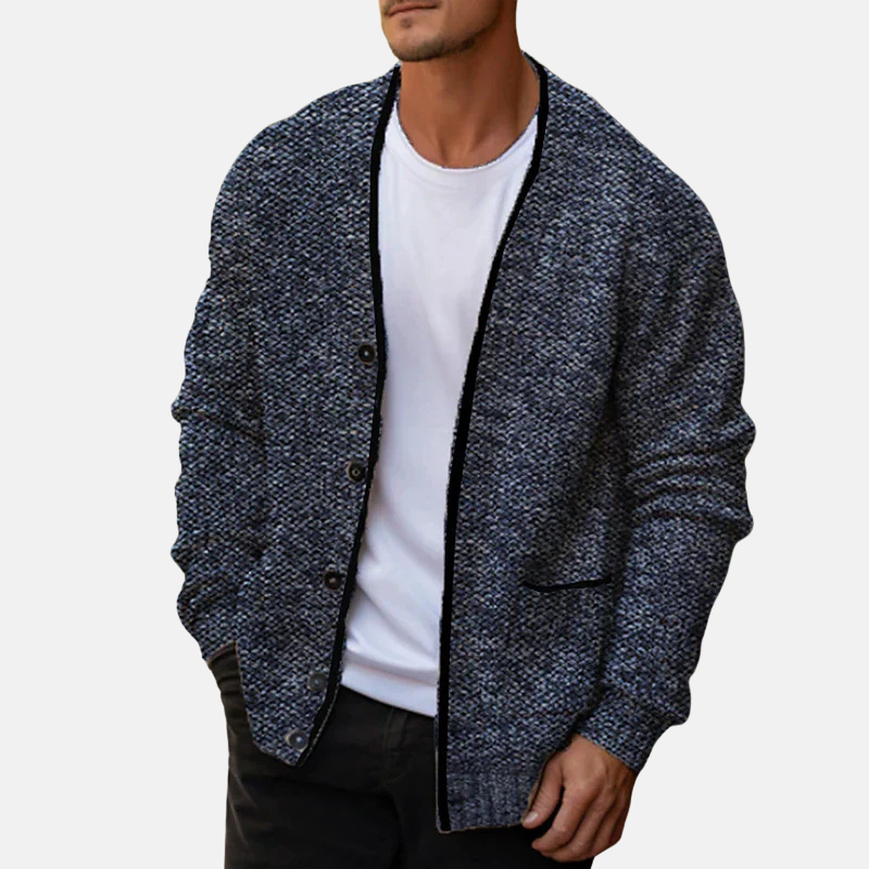 Wool Blend Relaxed Fit V-Neck Cardigan