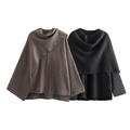 Women's Poncho - Soft Wool - Elegant Asymmetric Design - Versatile Warm Shoulder Cape