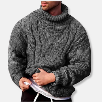 Cable Knit Wool Blend Turtleneck Sweater