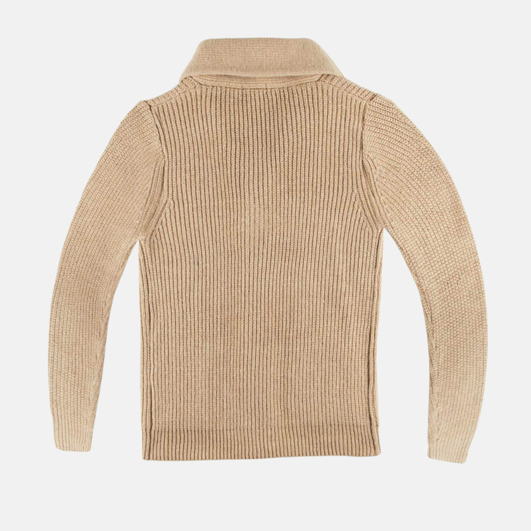 Shawl Collar Ribbed Knit Regular Fit Coat
