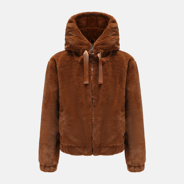 Plush Knit Hooded Relaxed Fit Jacket