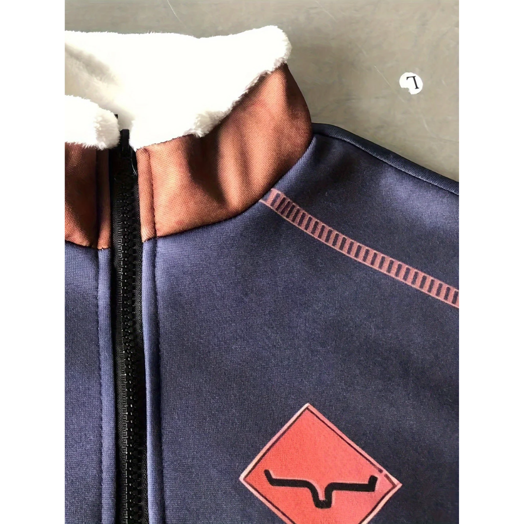 Geometric Wool Blend Quarter-Zip Sweater