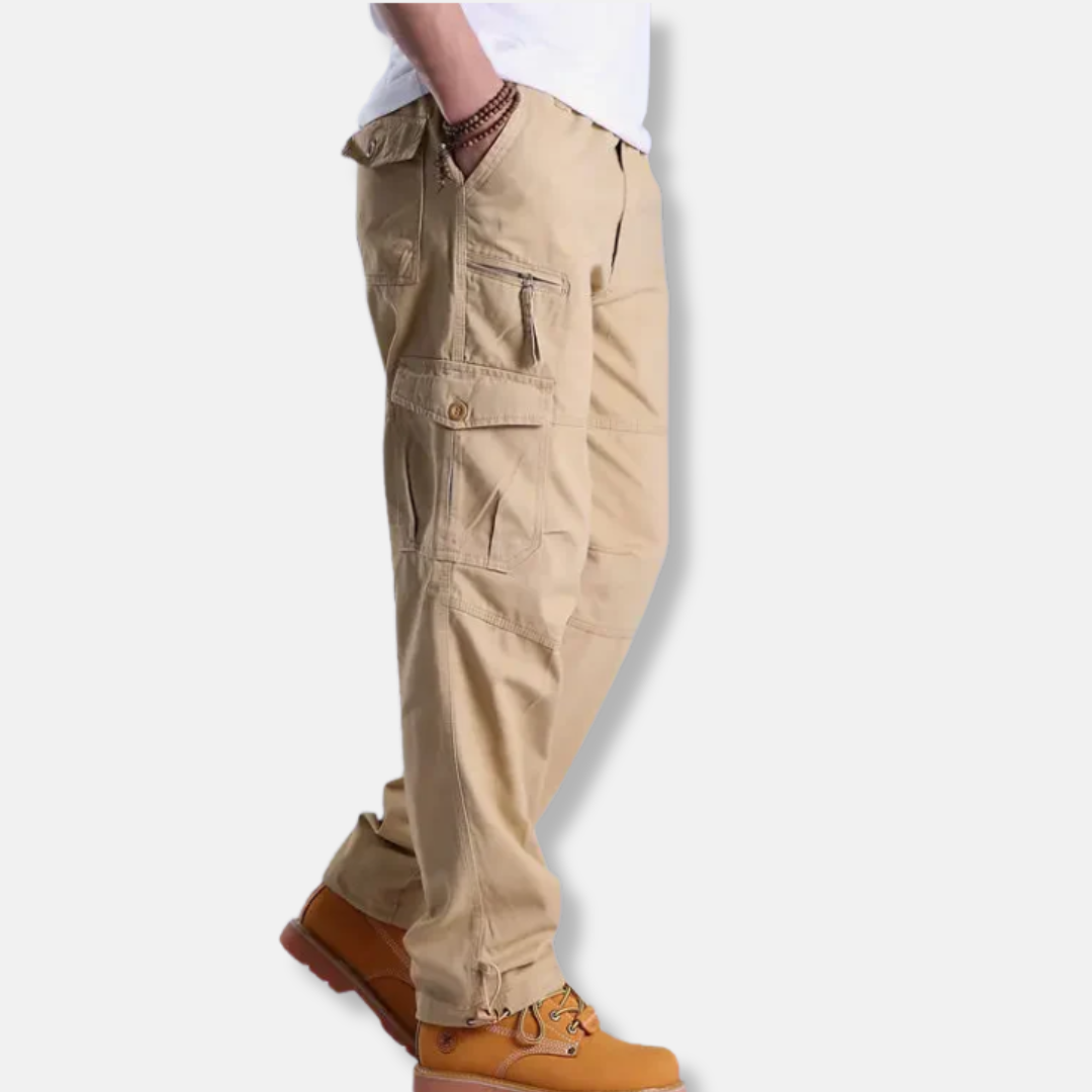 Cotton Blend Loose Fit Straight Leg Cargo Pants
