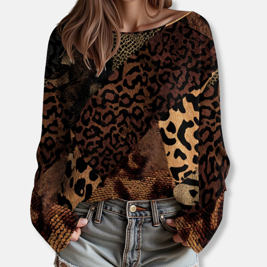 Knit Relaxed Fit Long Sleeve Wide Crew Top