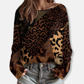 Knit Relaxed Fit Long Sleeve Wide Crew Top