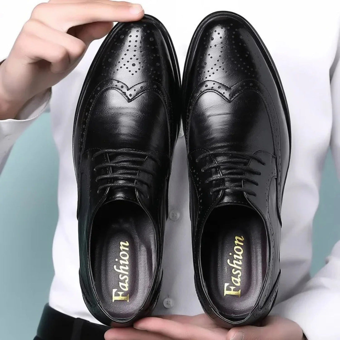 Herresko - Klassiske Læder Brogues - Wingtip Design - Formelle Snørelukning