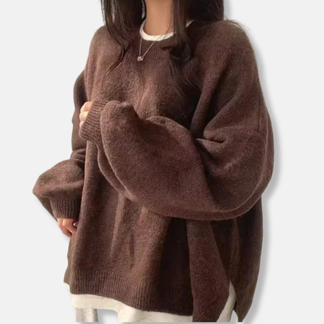 Oversized Balloon Sleeve Knit Blend Sweater