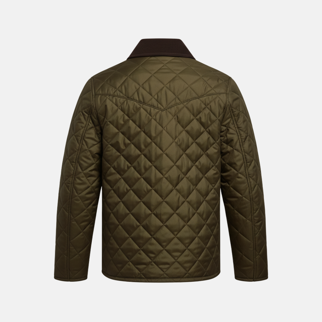 Corduroy Collar Diamond Quilted Jacket