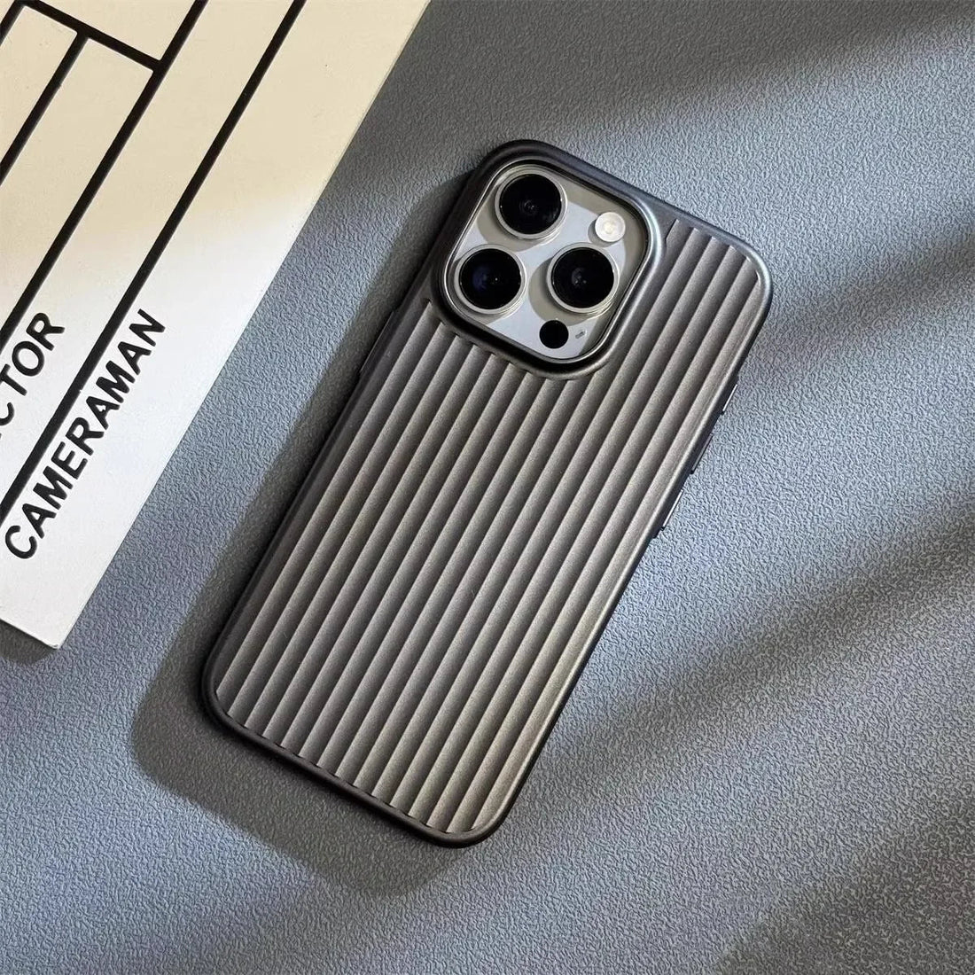Ribbed Metallic Raised Camera Lip Phone Case
