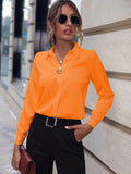 Women's Blouse - Shirt Collar - Hidden Button Closure - Elegant and Light - Long-Sleeved