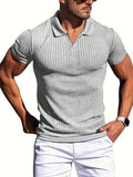 Men's Polo Shirt - Ribbed Knit - Slim Fit - Short-Sleeved - Stylish & Comfortable