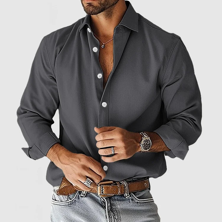 Cotton Blend Long Sleeve Regular Fit Shirt