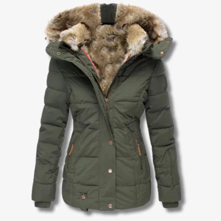 Slim Fit Faux Fur Hood Puffer Jacket