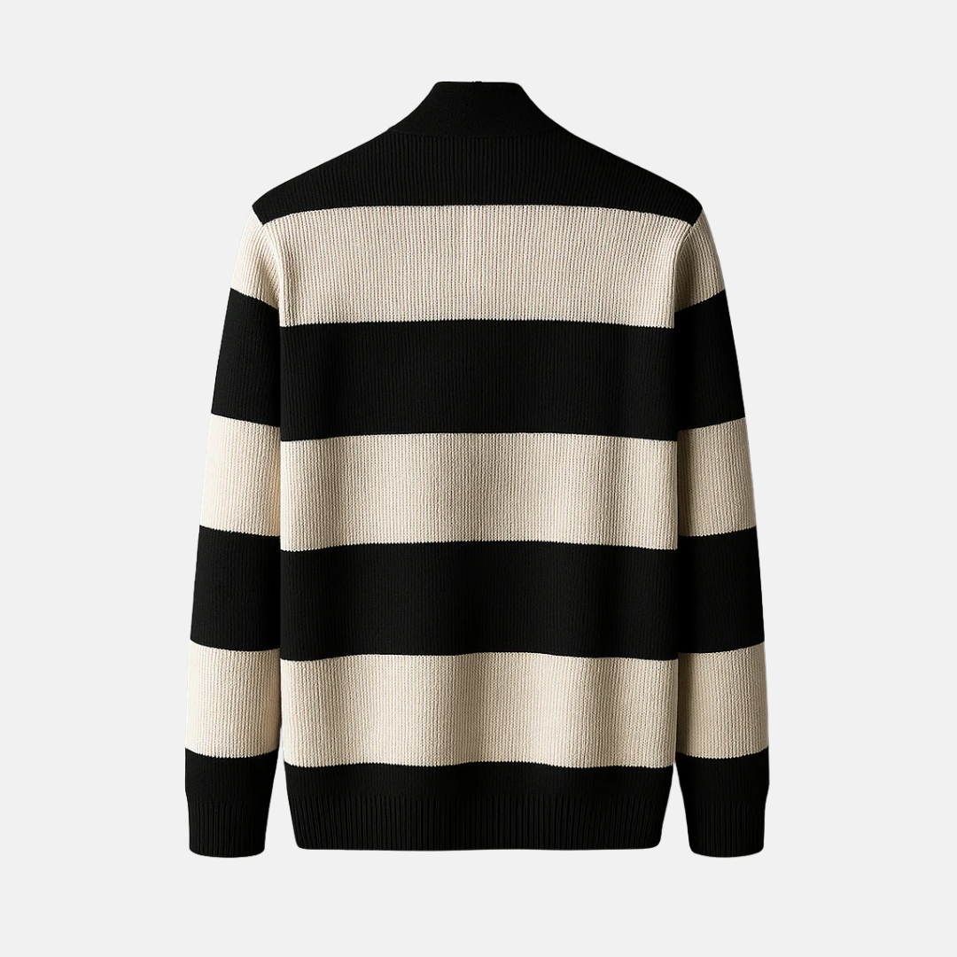 Knit Open Front Horizontal Stripe Cardigan