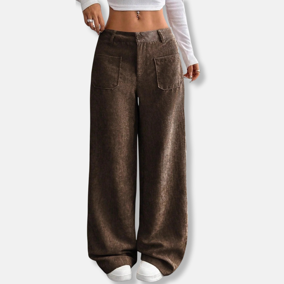 High-Waisted Wide Leg Corduroy Pants