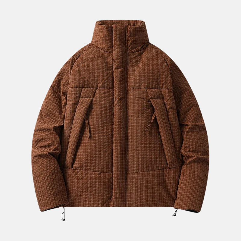 Technical Fabric Hip Length Stand-Up Collar Coat
