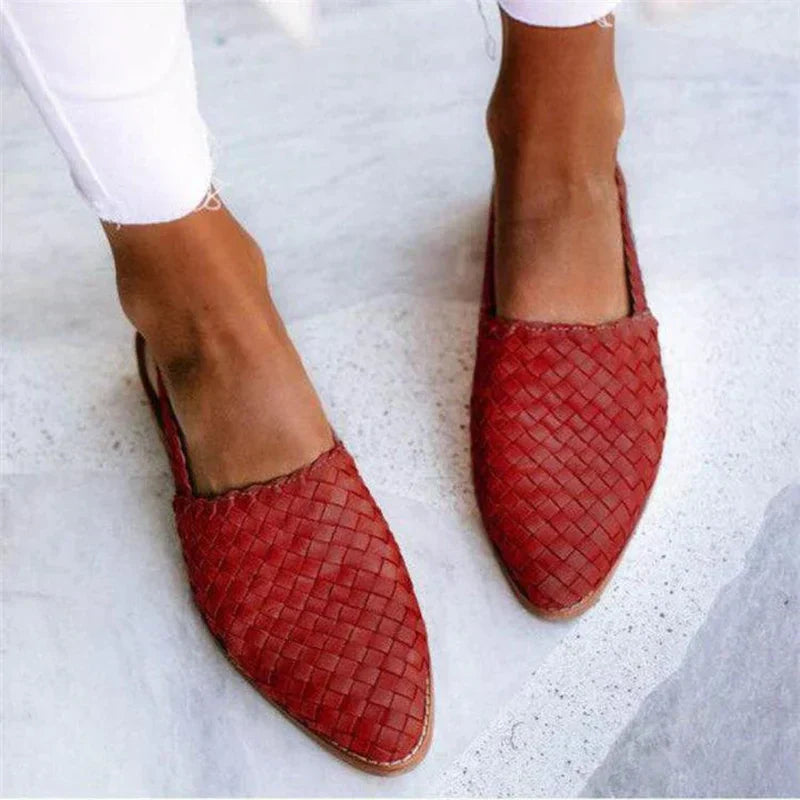 Women's Loafers – Woven Upper – Slip-On – Round Toe – Low Heel Comfort Fit