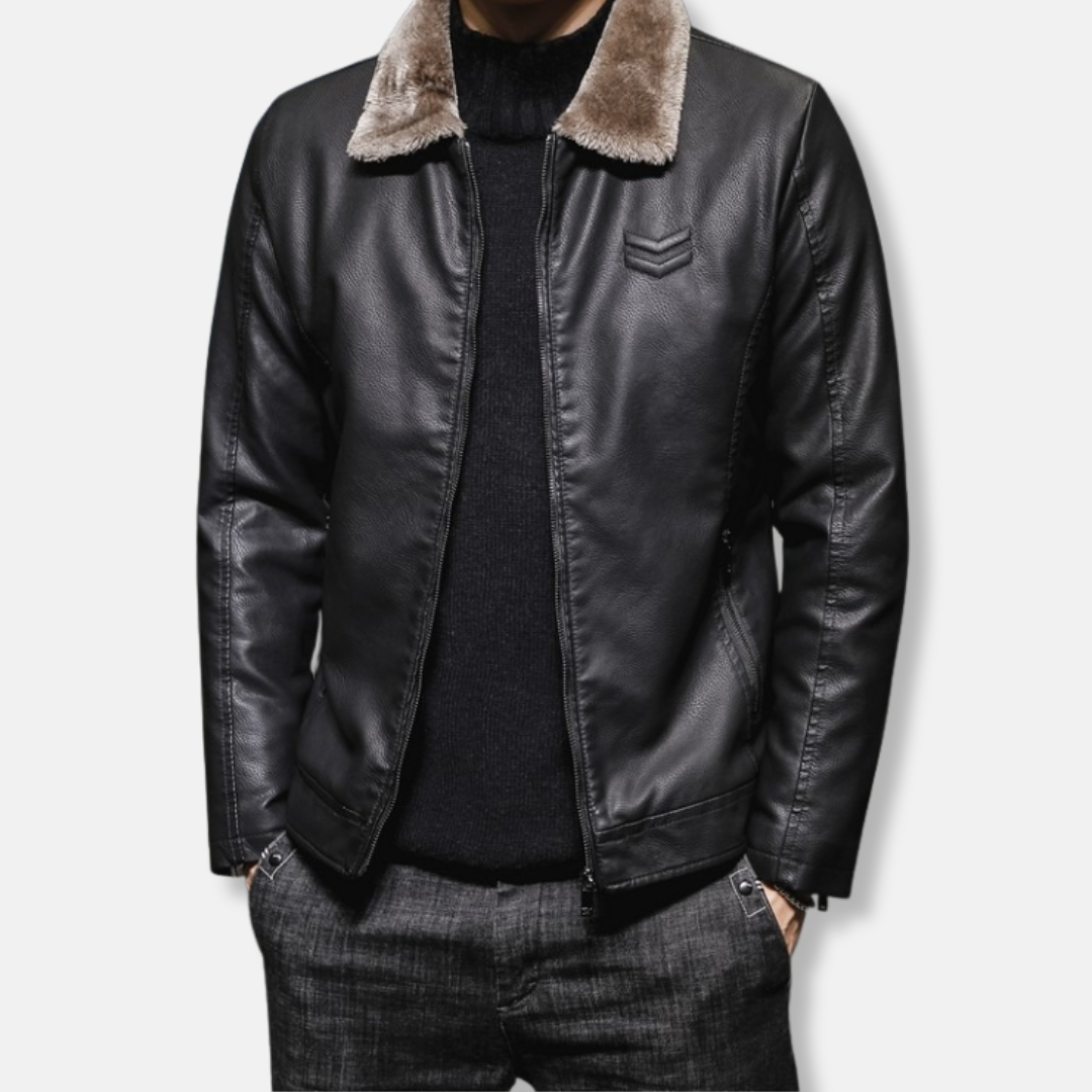 Faux Leather Hip Length Jacket