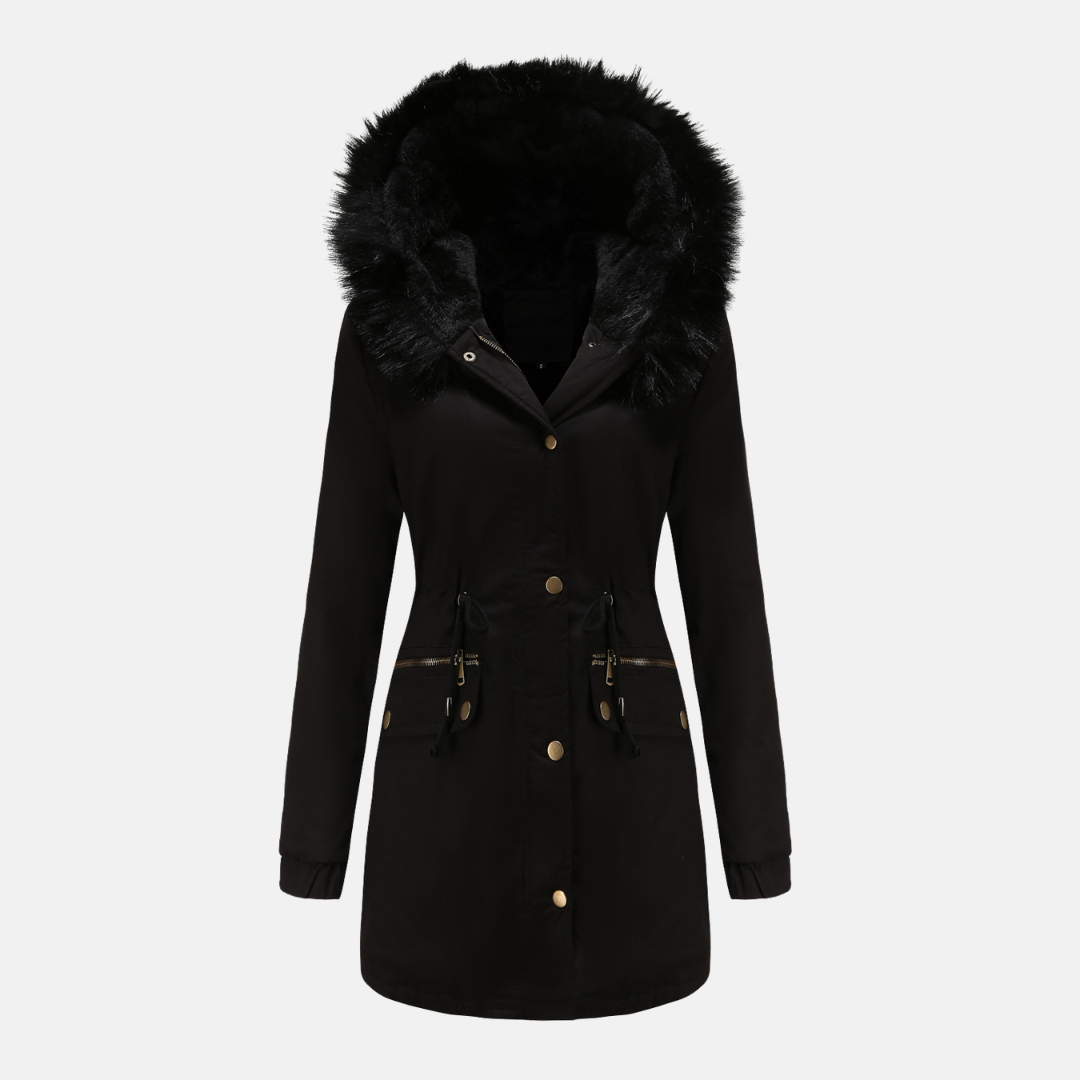 Weather Resistant Faux Fur Hood Parka Jacket