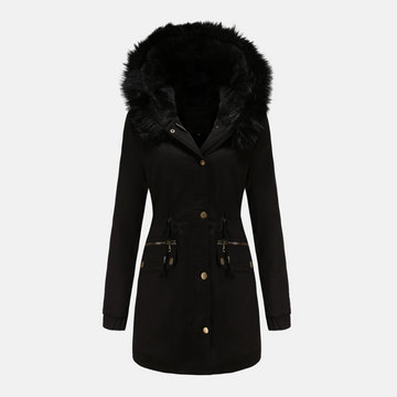 Weather Resistant Faux Fur Hood Parka Jacket