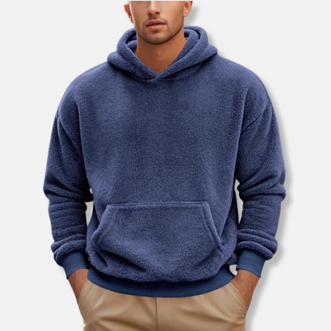 Fleece Hooded V-Neck Hip Length Hoodie