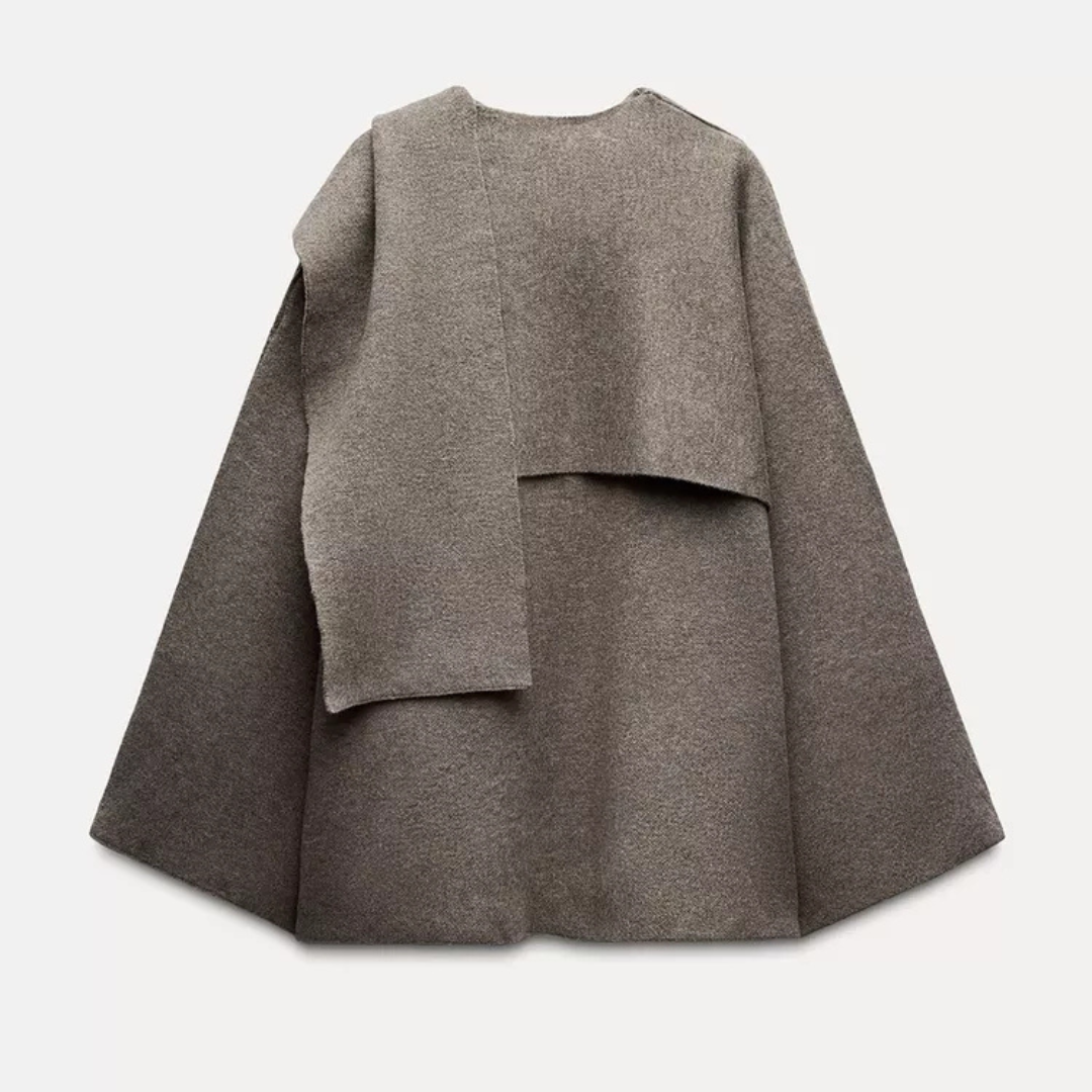 Women's Poncho - Soft Wool - Elegant Asymmetric Design - Versatile Warm Shoulder Cape
