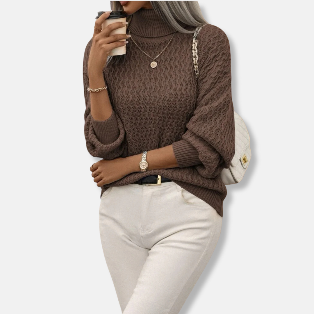 Knit Turtleneck Balloon Sleeve Sweater