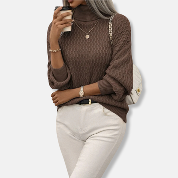 Knit Turtleneck Balloon Sleeve Sweater