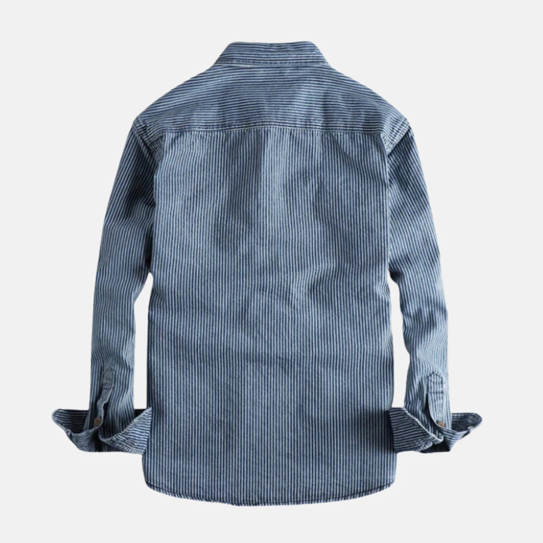 Cotton Blend Vertical Striped Shirt