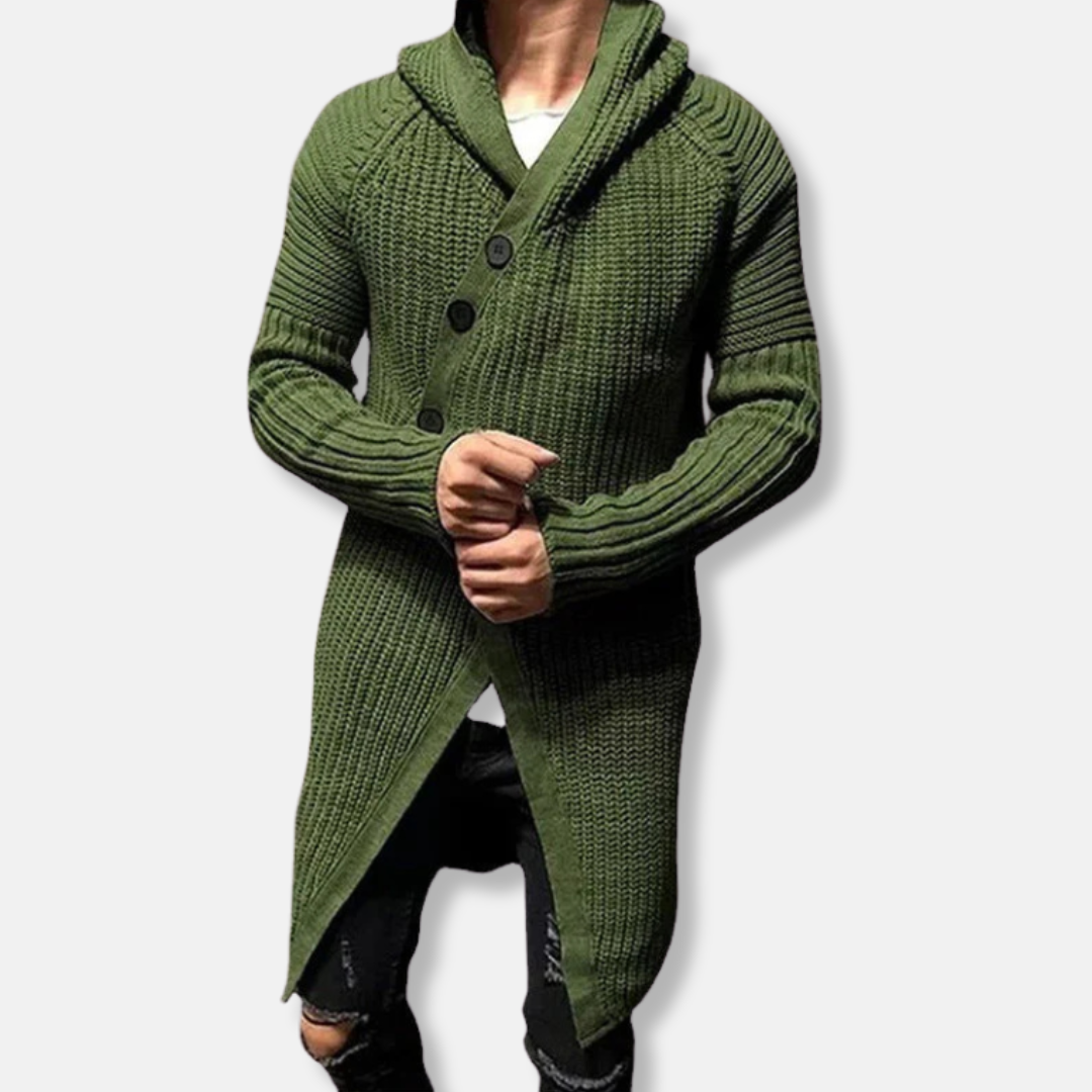 Chunky Knit Wool Hooded Shawl Cardigan