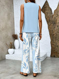 Women's Set – Sleeveless Blouse & Wide-Leg Pants – Light & Airy Design