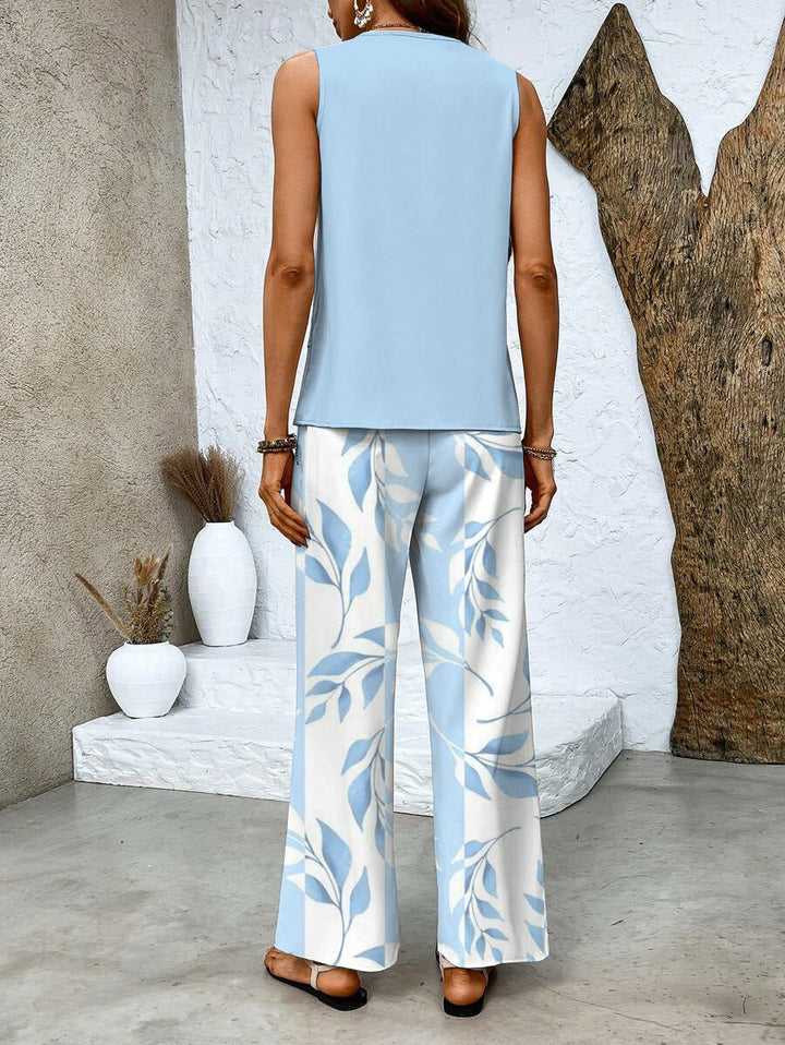 Women's Set – Sleeveless Blouse & Wide-Leg Pants – Light & Airy Design