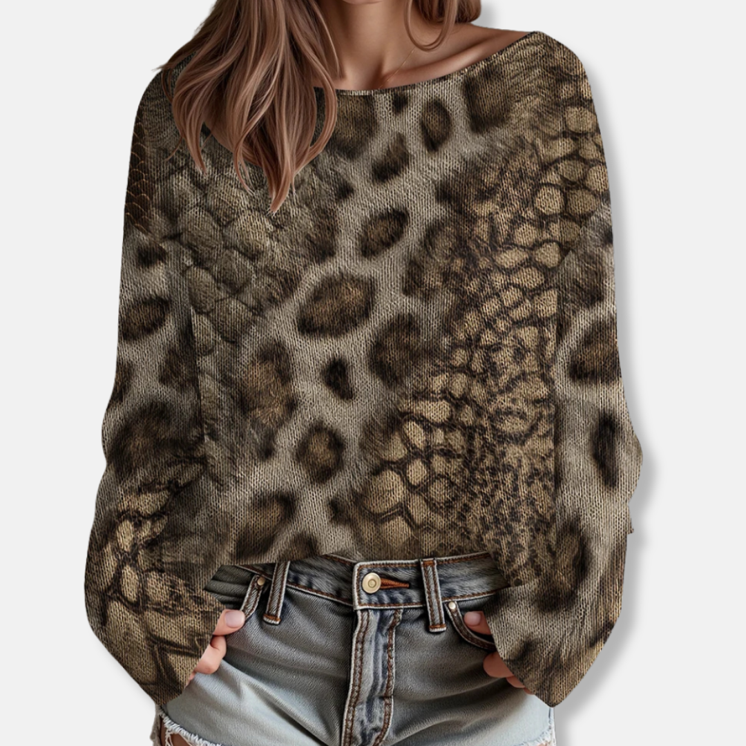 Knit Relaxed Fit Long Sleeve Wide Crew Top