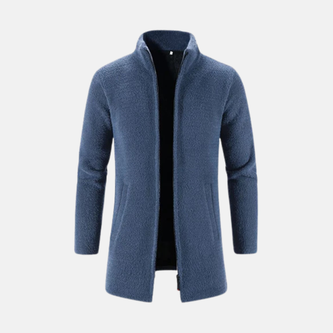 Wool Mid-Thigh Stand-Up Collar Coat