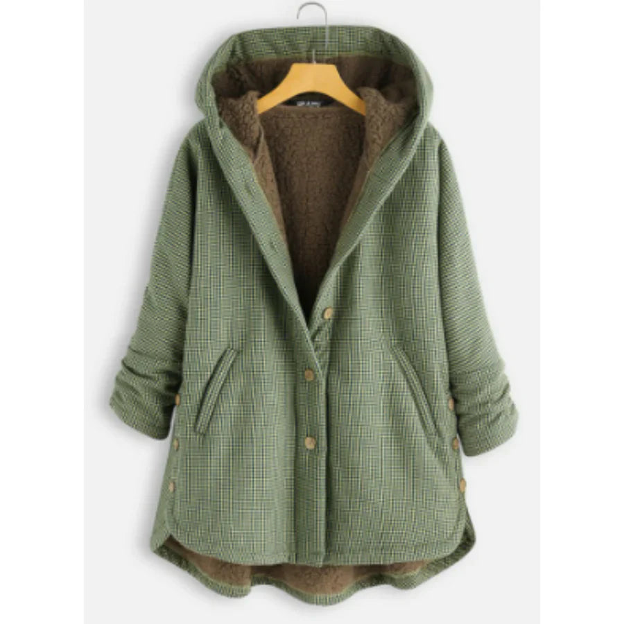 Wool Blend Fleece Lined Relaxed Hooded Jacket
