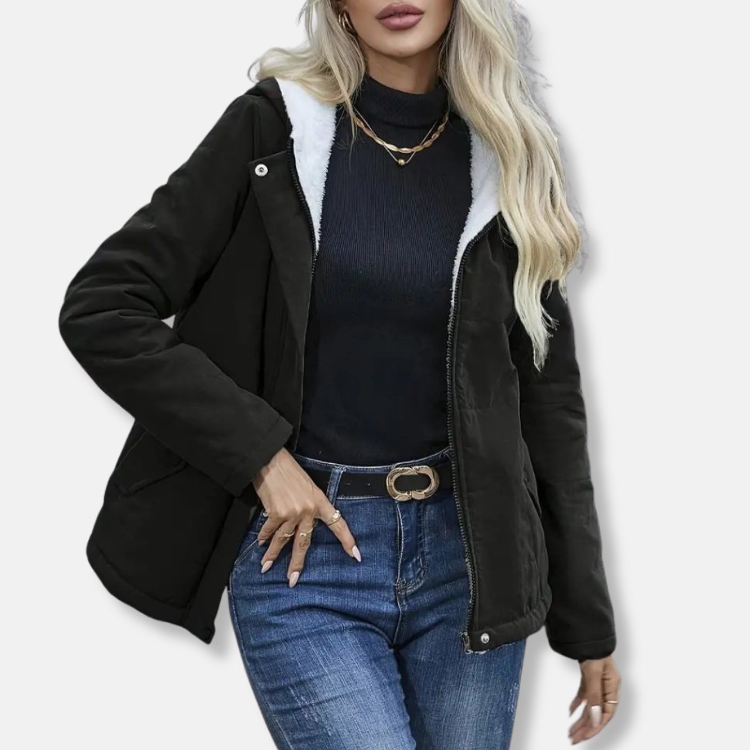 Hooded Quilted Fleece Lined Short Coat