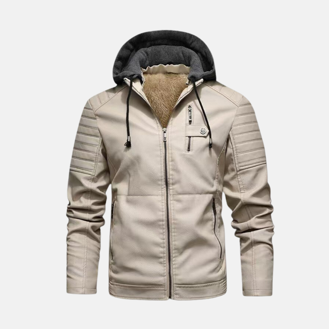Plush Lined Slim Fit Leather Jacket