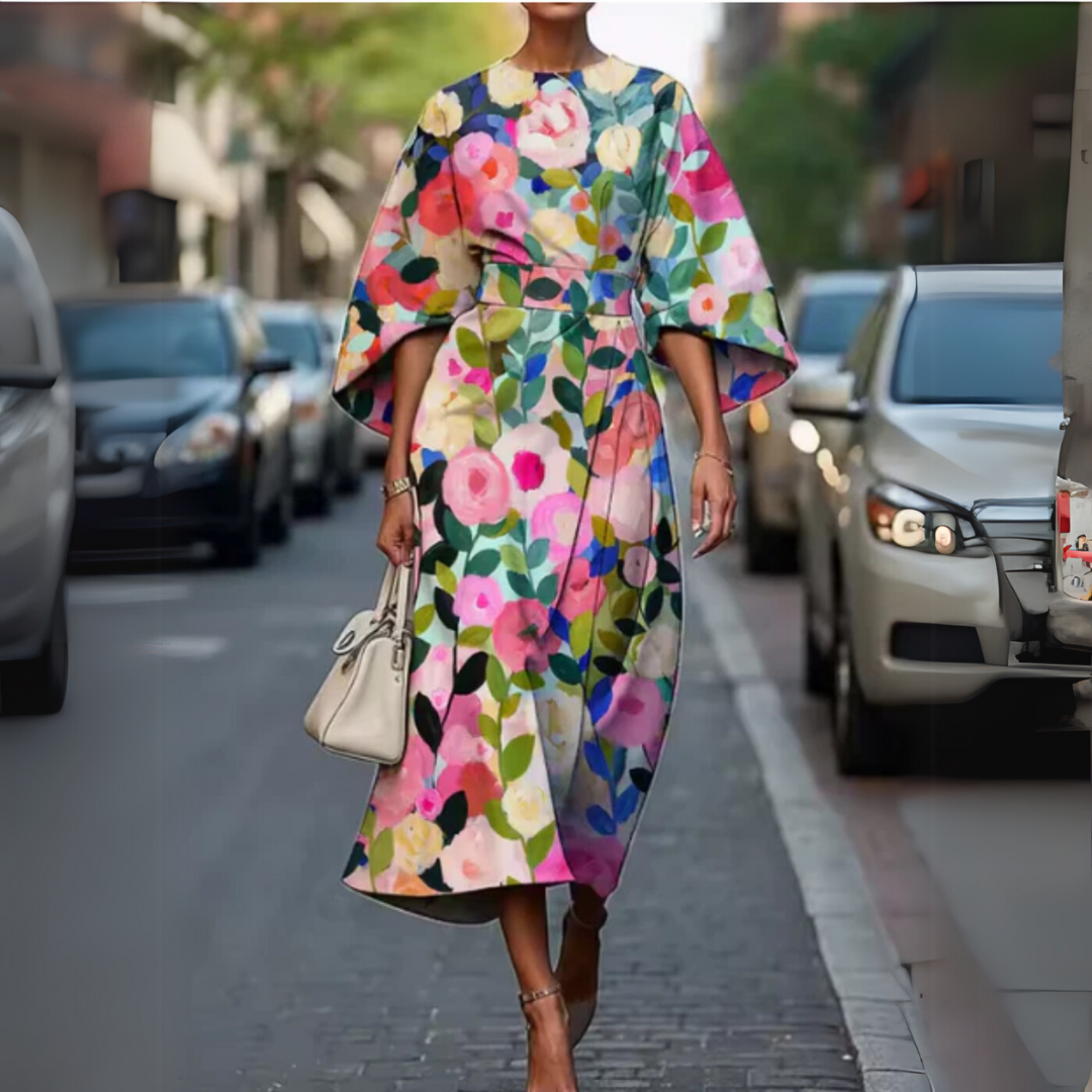 Cotton Quilted Cinched Wrap Midi Dress
