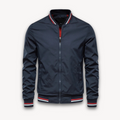 Men's Bomber Jacket – Lightweight – Relaxed Fit – Ribbed Edges with Stripes – Zipper