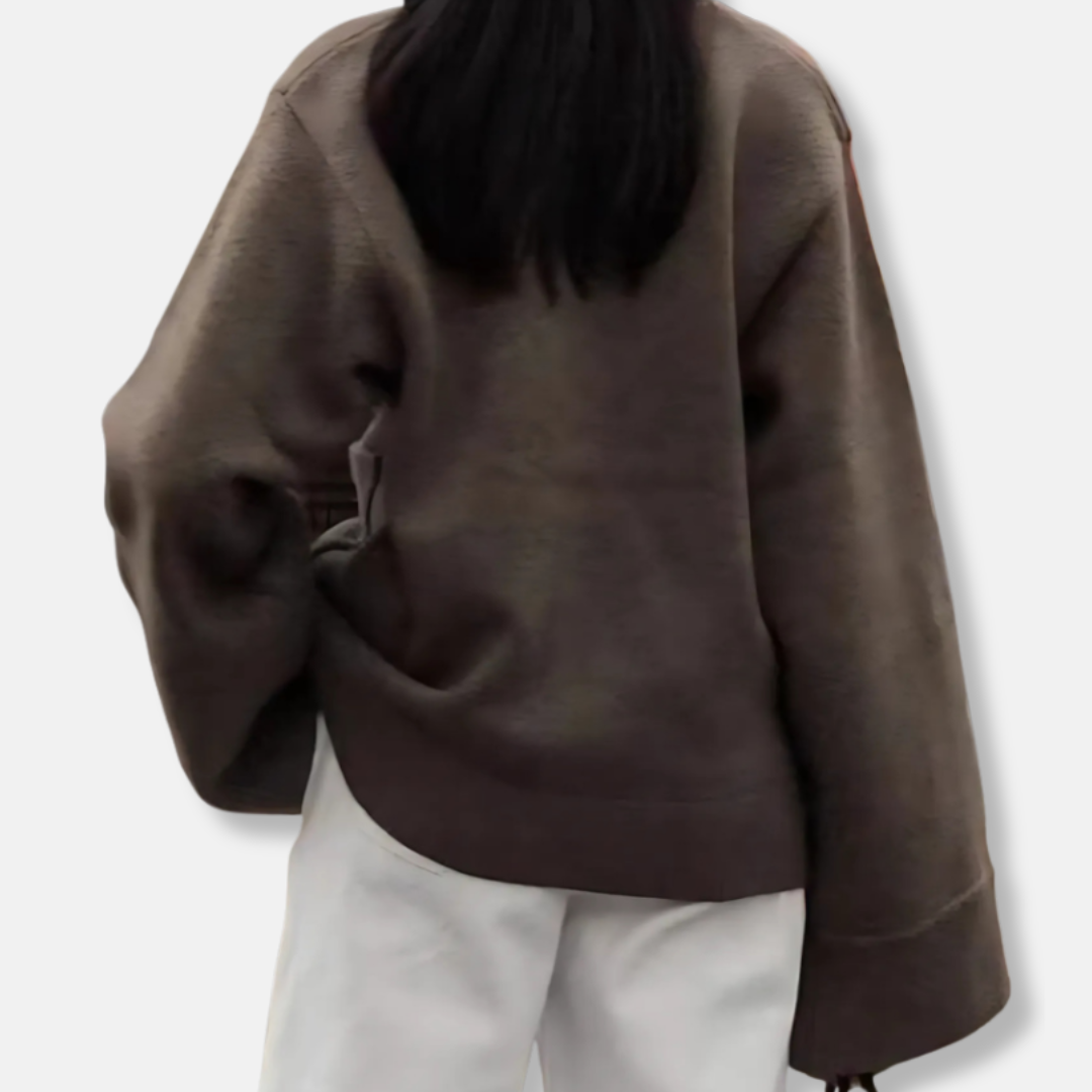 Oversized Knitted Ribbed Trim Cardigan